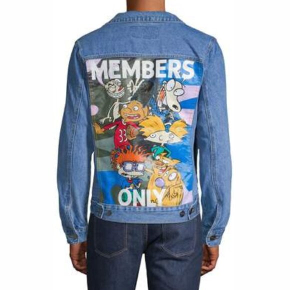 Members Only Nickelodeon Cartoon Handpainted Jean Jacket RARE - Picture 1 of 12